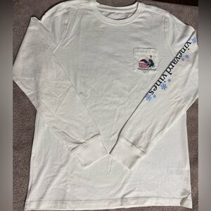 Vineyard Vines White Snowflake Long Sleeve Tee